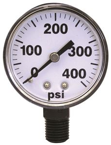 Picture of Gauge Dry 0 - 400 PSI, 1/4" BM, 2", Plastic Case