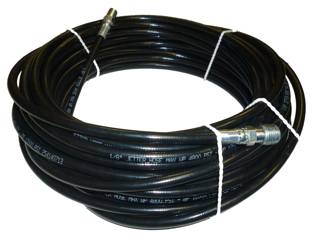 . PWMall-88.0158-Sewer Jetter Kit - 50' x 1/8 Hose, Nozzle &  2 Fittings 1 to 3 Pipes