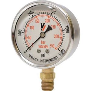 0/4000 psi Range Plastic Lens Brass Internals PIC Gauge 201L-254Q Glycerin Filled Industrial Bottom Mount Pressure Gauge with Stainless Steel Case 1/4 Male NPT Connection Size 2-1/2 Dial Size 