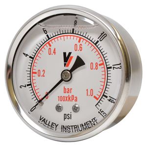 Picture of 15 PSI Back Mount 2-1/2" SS Pressure Gauge