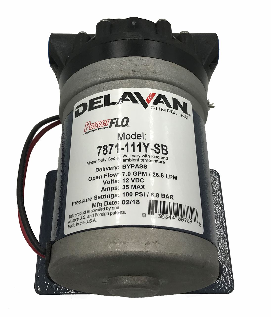 100PSI BYP 7.0GPM Delavan 7871-111Y-SB FB3 Advanced Diaphragm Pump 12V