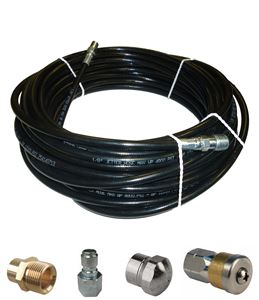 Picture of Sewer Jetter Kit - 50' x 1/8 Hose, 2 Nozzles & 2 Fittings 1" to 3" Pipes