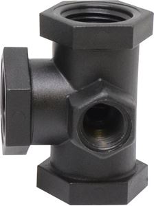 Picture of Valley Industries Manifold (Tee) 1/2 FPT x 1/2 FPT x 1/2 FPT 1/4" Gauge Port Poly