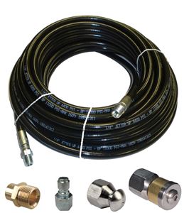 Picture of Sewer Jetter Kit - 50' x 1/4 Hose, 2 Nozzles & 2 Fittings 2" to 4" Pipes