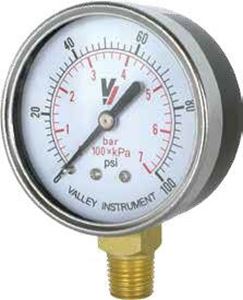 Picture of 15 PSI Bottom Mount 1.5" Steel Case Dry Pressure Gauge 1/8" MNPT