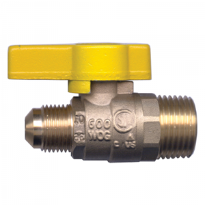 Picture of GAS-FLO 3/8 Tube x 1/2 MPT Forged Brass Ball Valve CSA Certified To 5 PSI
