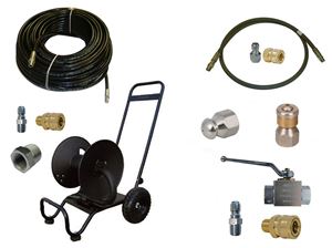 Picture of Sewer Jetter Kit - Ball Valve, 200 x 1/4  Hose, Reel & Nozzles