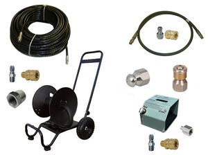 Picture of Sewer Jetter Kit - HD Foot Valve, 200 x 1/4  Hose, Reel & Nozzles
