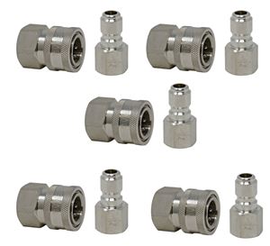 Picture of 10 Pack GP 3/8 Quick Disconnect Fittings 5,000 PSI (5 SS Plugs & 5 SS Sockets)