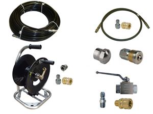 Picture of Sewer Jetter Kit - Ball Valve, 100 x 1/8  Hose, Reel & Nozzles