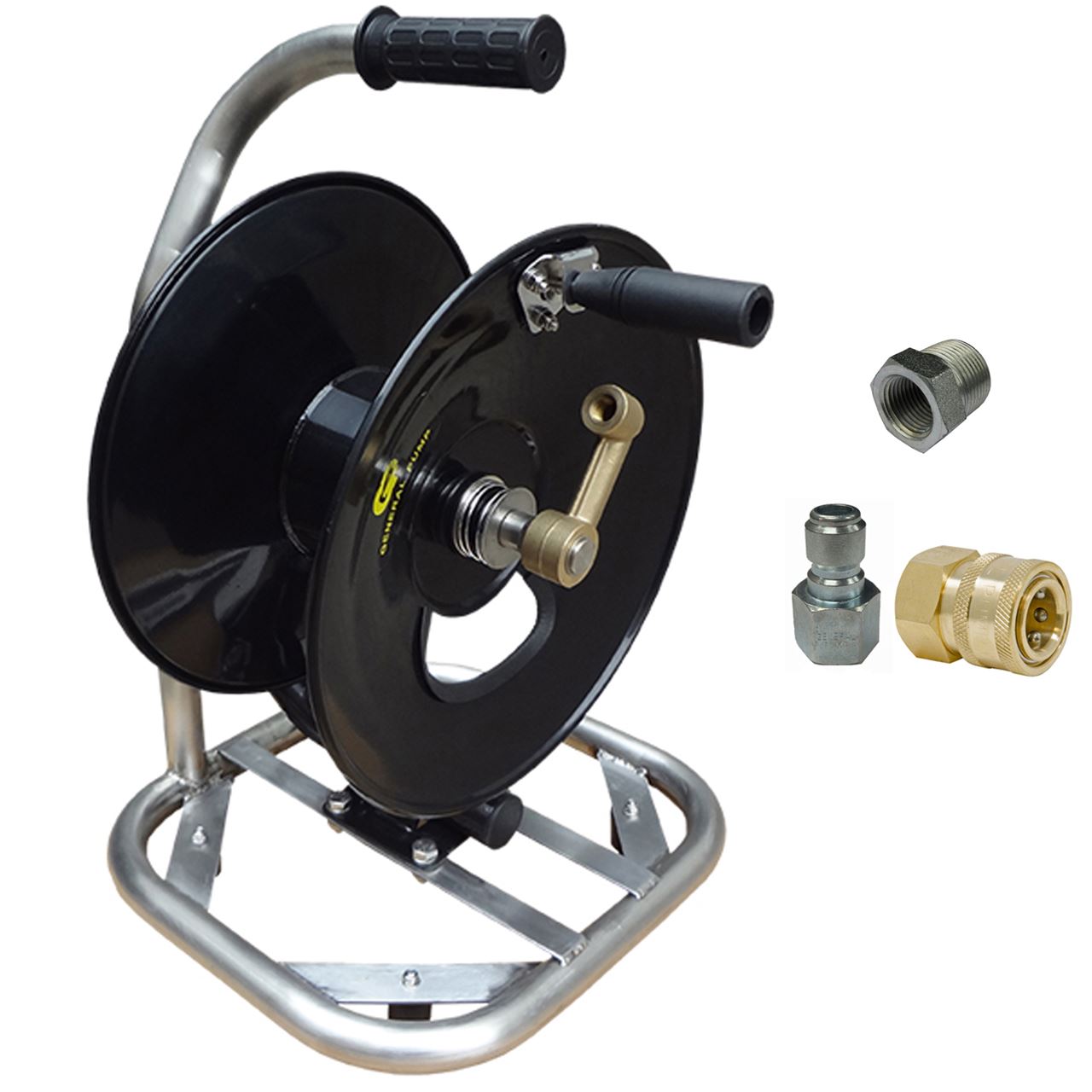 . PWMall-88.0267-Sewer Jetter Kit - Ball Valve, 150 x 1/4 Hose,  Reel & Nozzles