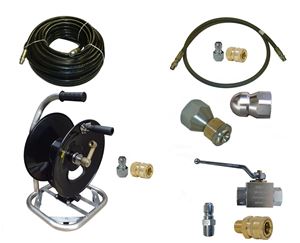 Picture of Sewer Jetter Kit - Ball Valve, 100 x 3/8  Hose, Reel & Nozzles