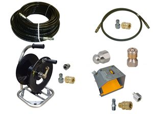 Picture of Sewer Jetter Kit - Ind Foot Valve, 150 x 1/4  Hose, Reel & Nozzles